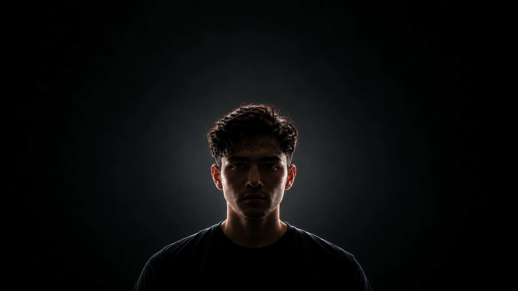 A cinematic shadow portrait with halo lighting